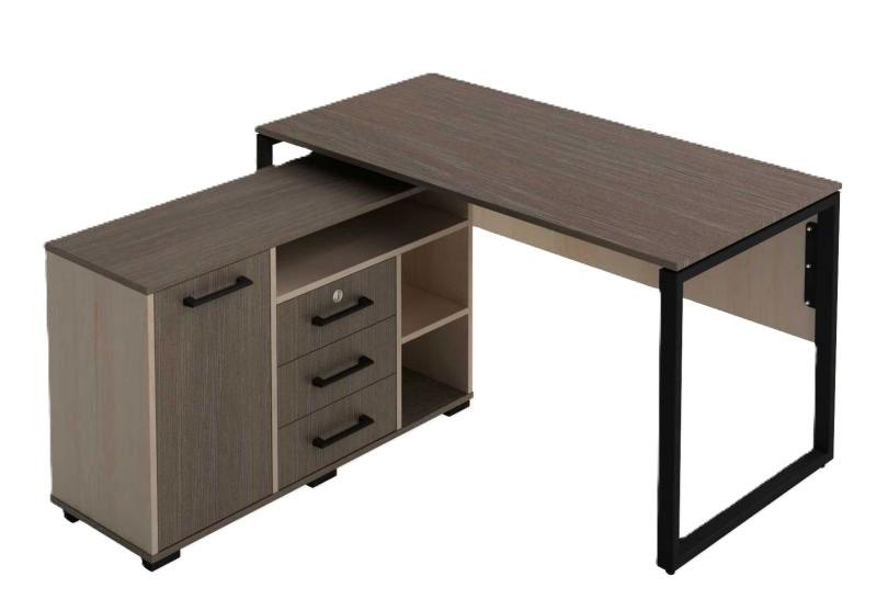 Вчительський стіл на металокаркасі з тумбою, лівосторонній, АЛМАНТ, 1400х700х740 мм